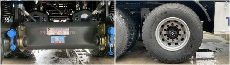 Detalle del eje del remolque de carretillas elevadoras
