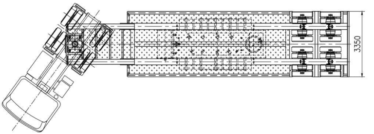 Dibujo estructural de la viga principal del remolque de piso bajo