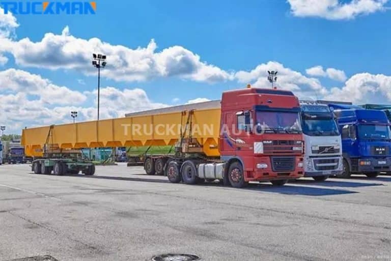 Recién salido de fábrica para las próximas entregas de remolques de plataforma baja